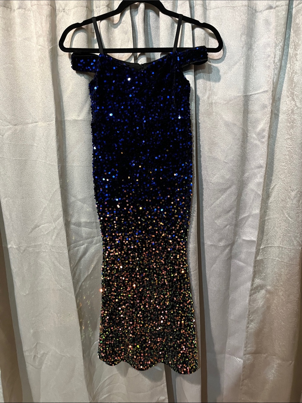 Girls' Navy to Multicolor Sequin Ombre Formal Dress